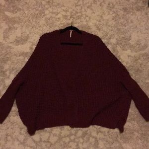Free People Maroon button-up sweater